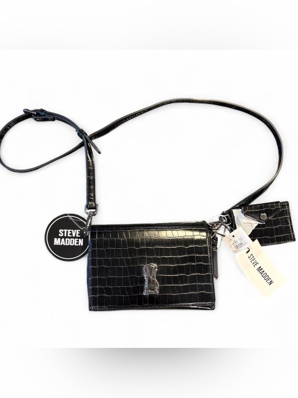 Steve Madden Bmiller Croc-Embossed Crossbody Bag in Black